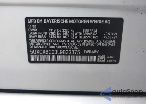 2020 BMW X7 M50I z USA, uszkodzony, nr VIN 5UXCX6C03L9B33375